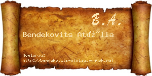 Bendekovits Atália névjegykártya